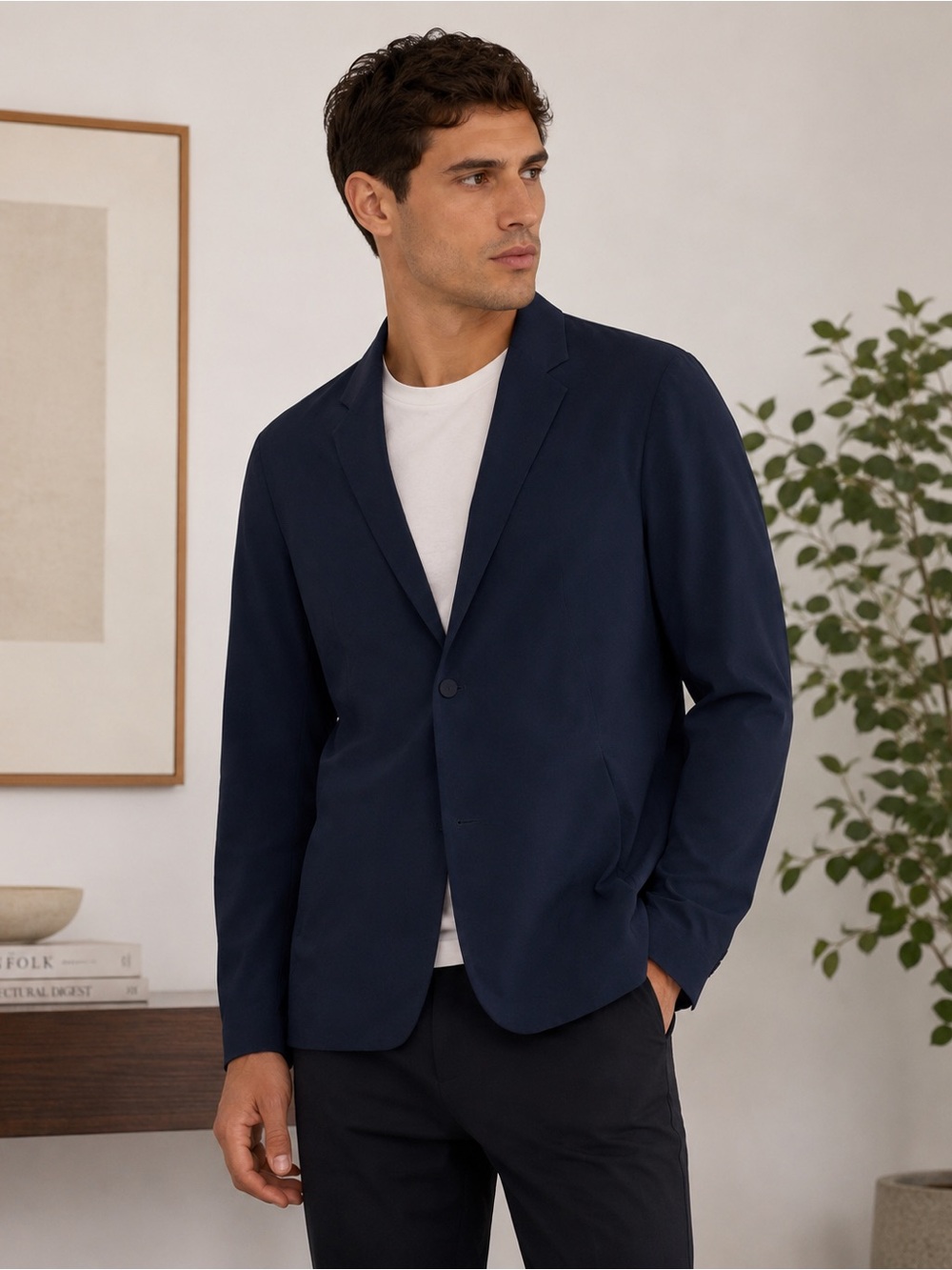 lululemon athletica Men's Venture Blazer Lightweight Jacket in Dark Blue Size M